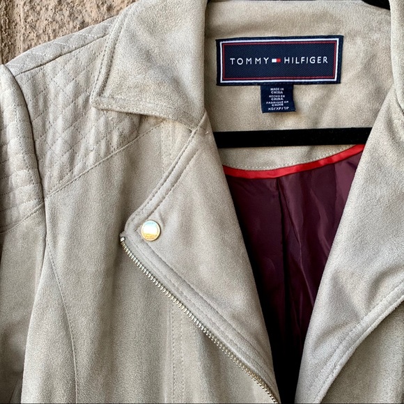 Tommy Hilfiger Light Suede and Gold Moto Jacket - Picture 3 of 12